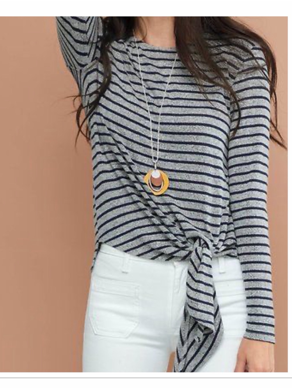 STELLA & DOT ‘Tatum’ Tie Front Striped Top